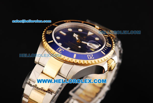 Rolex Submariner Swiss ETA 2836 Automatic Movement Steel Case with Blue Dial and Two Tone Strap 43mm - Click Image to Close